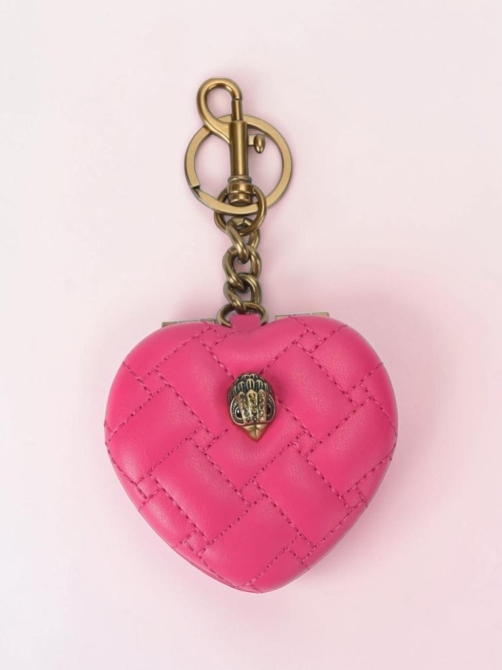 Kurt Geiger Pink Quilted Heart Mirror And Keyring, New In Box